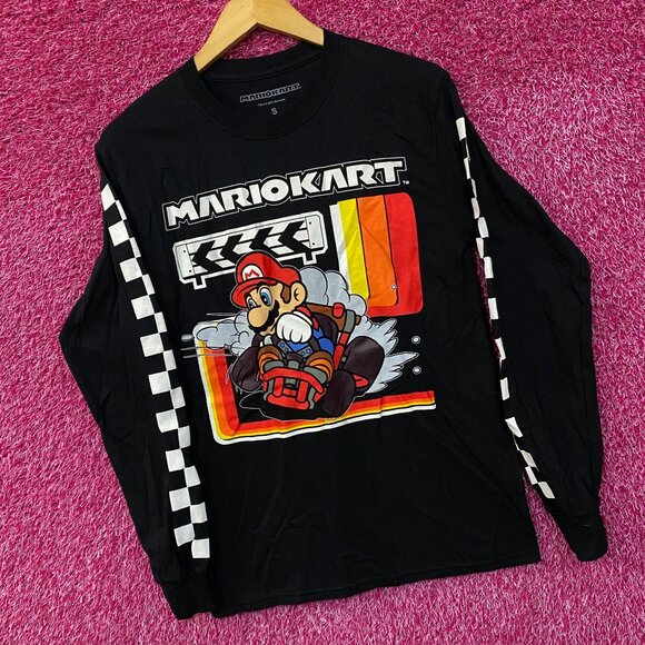 Nintendo Mario Kart 90's Art Graphic Design Long Sleeve T-Shirt Small - Picture 3 of 4